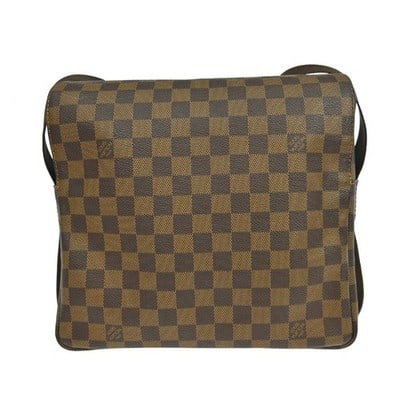 Louis Vuitton Naviglio Damier Canvas Shoulder Bag N45255 Ebene: Louis Vuitton Naviglio Damier Canvas Shoulder Bag N45255 Ebene Louis Vuitton Naviglio shoulder bag in Damier Ebene canvas with leather trim. This bag features three interior pockets and an adjustable 