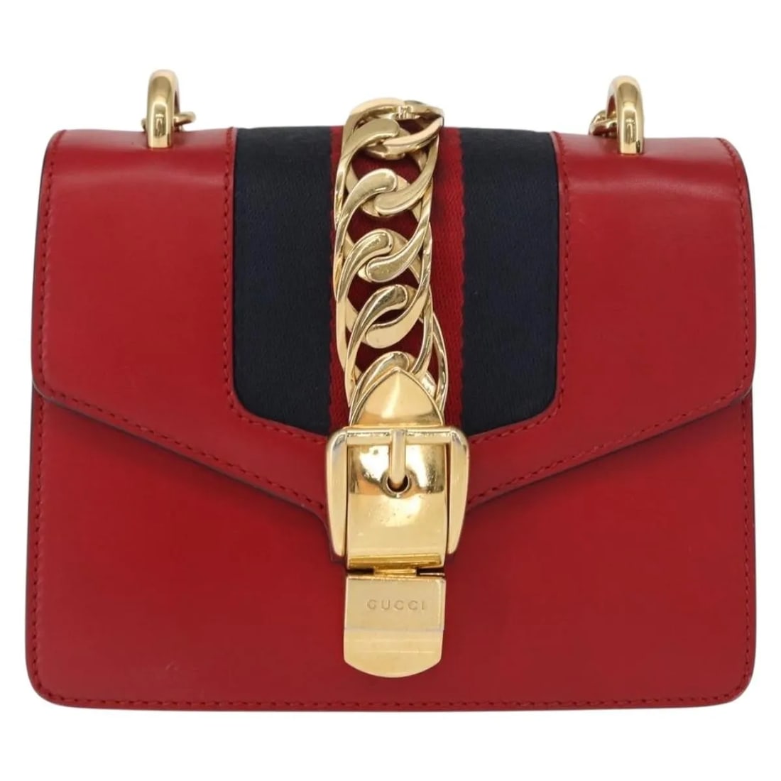 Gucci Sylvie Chain Shoulder Bag Red Leather (1 of 18)