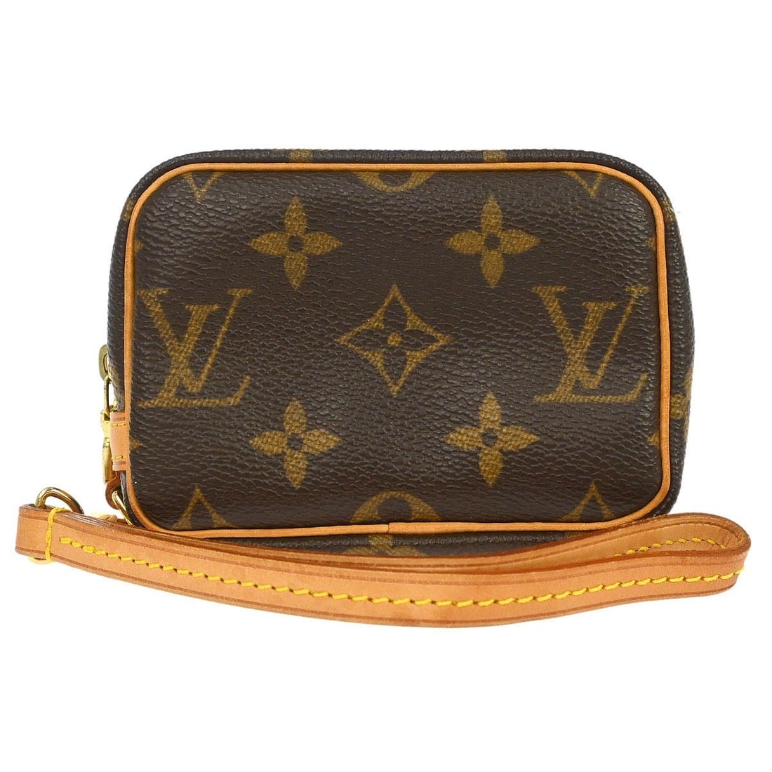 Louis Vuitton Trousse Wapity Mini Monogram Canvas Zip Pouch Brown: Louis Vuitton Trousse Wapity Mini Monogram Canvas Zip Pouch Brown Louis Vuitton Trousse Wapity pouch in brown Monogram canvas with leather trim and a zip closure. This mini women's pouch features an A