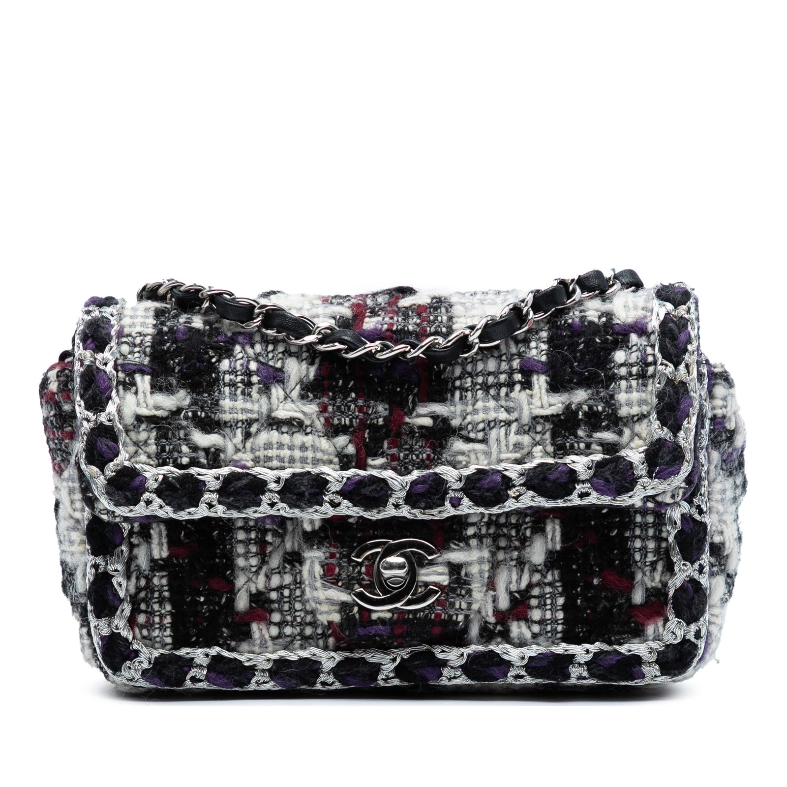 Chanel Mini Rectangular Quilted Tweed Flap Bag Black: Chanel Mini Rectangular Quilted Tweed Flap Bag Black Elevate your accessory collection with this Chanel Mini Rectangular Quilted Tweed Single Flap bag. Crafted from luxurious quilted tweed, this styli