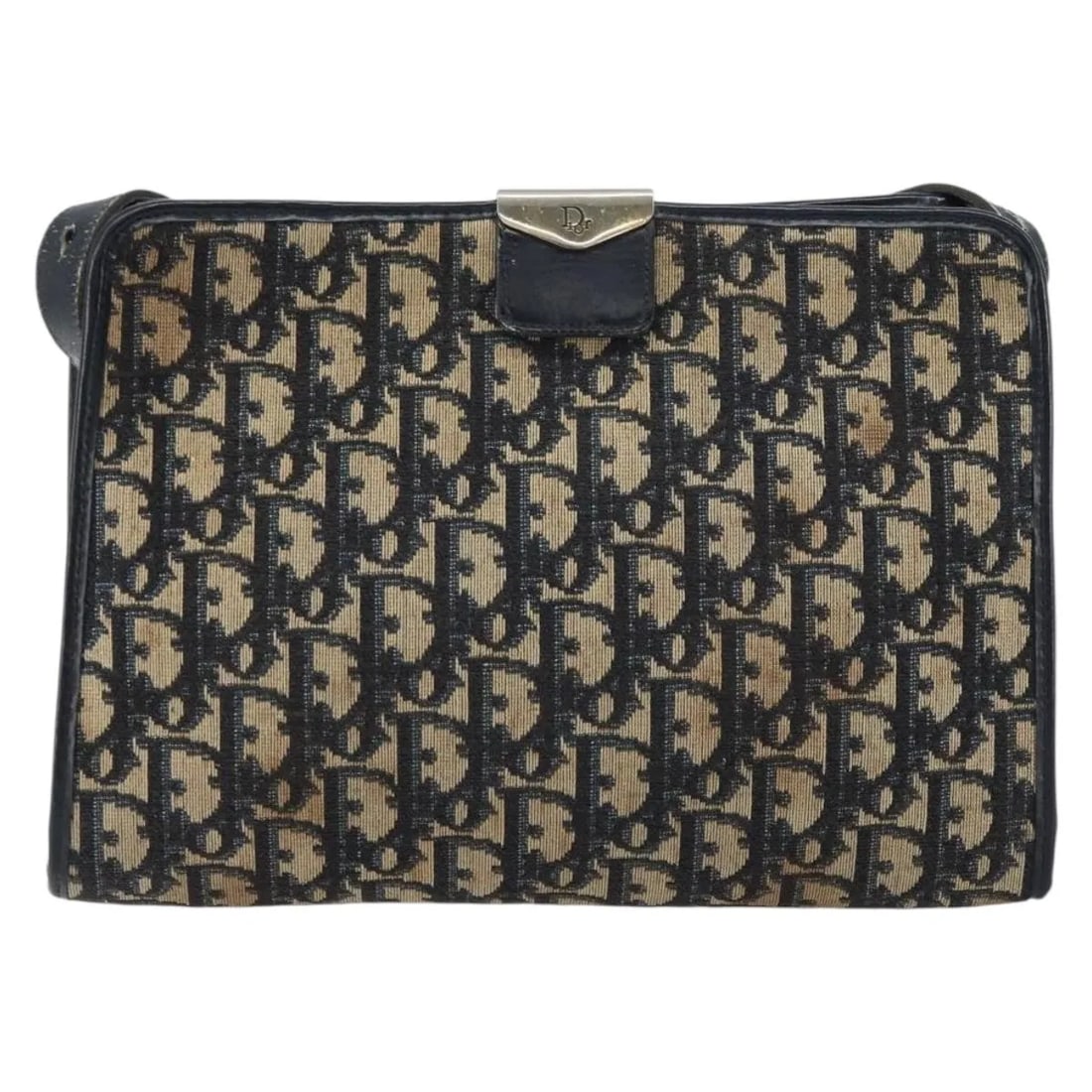 Christian Dior Vintage Trotter Shoulder Bag Navy Canvas: Christian Dior Vintage Trotter Shoulder Bag Navy Canvas Christian Dior vintage Trotter shoulder bag crafted in navy canvas designed for women. The bag features a shoulder strap and metal fittings. It 
