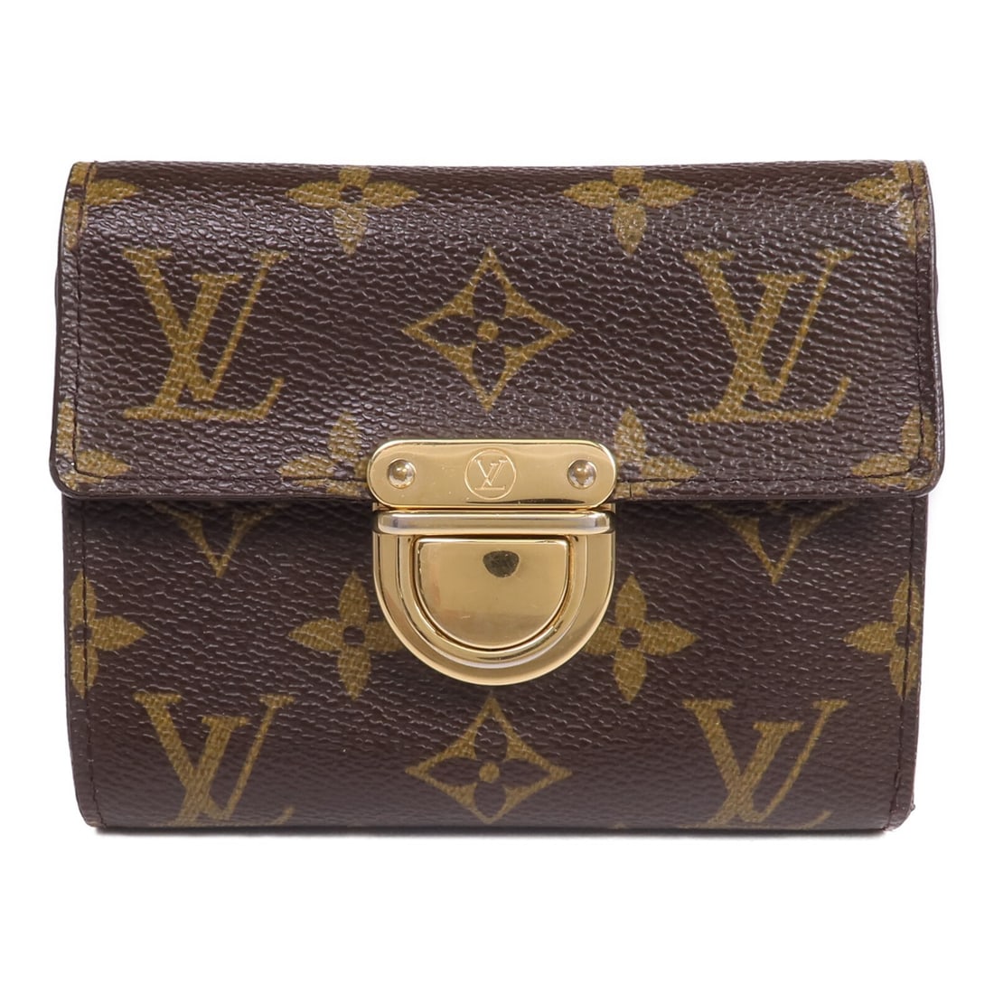 Louis Vuitton Joy Monogram Brown Trifold Wallet with Gold Hardware: Louis Vuitton Joy Monogram Brown Trifold Wallet with Gold Hardware This Louis Vuitton Joy Wallet features a classic tri-fold design crafted from durable PVC coated canvas in brown with the iconic Mono