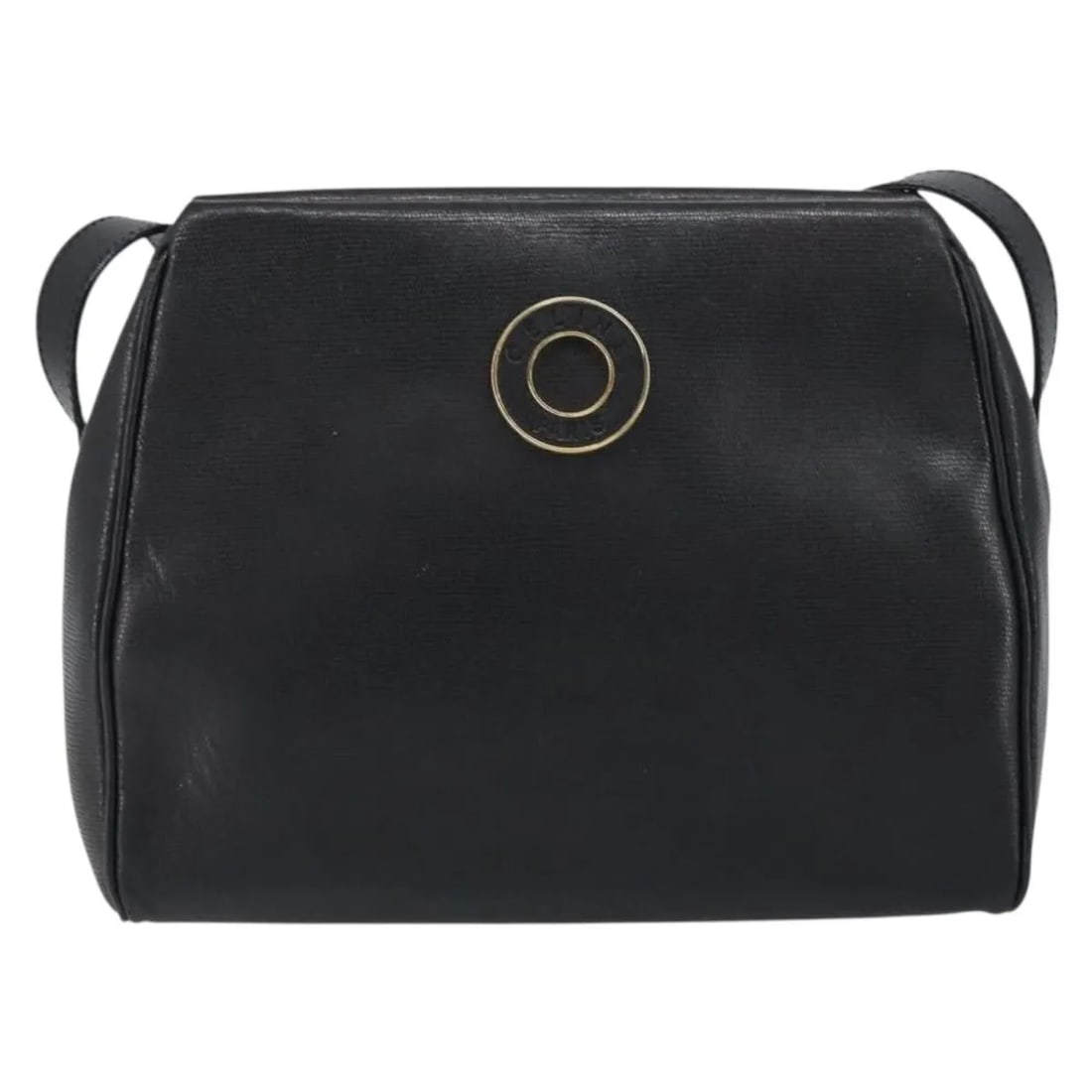 Celine Circle Logo black leather shoulder bag 25cm Italy: Celine Circle Logo black leather shoulder bag 25cm Italy This Celine Circle Logo Shoulder Bag is crafted from black leather and designed for women. It features a shoulder strap and metal fittings. The