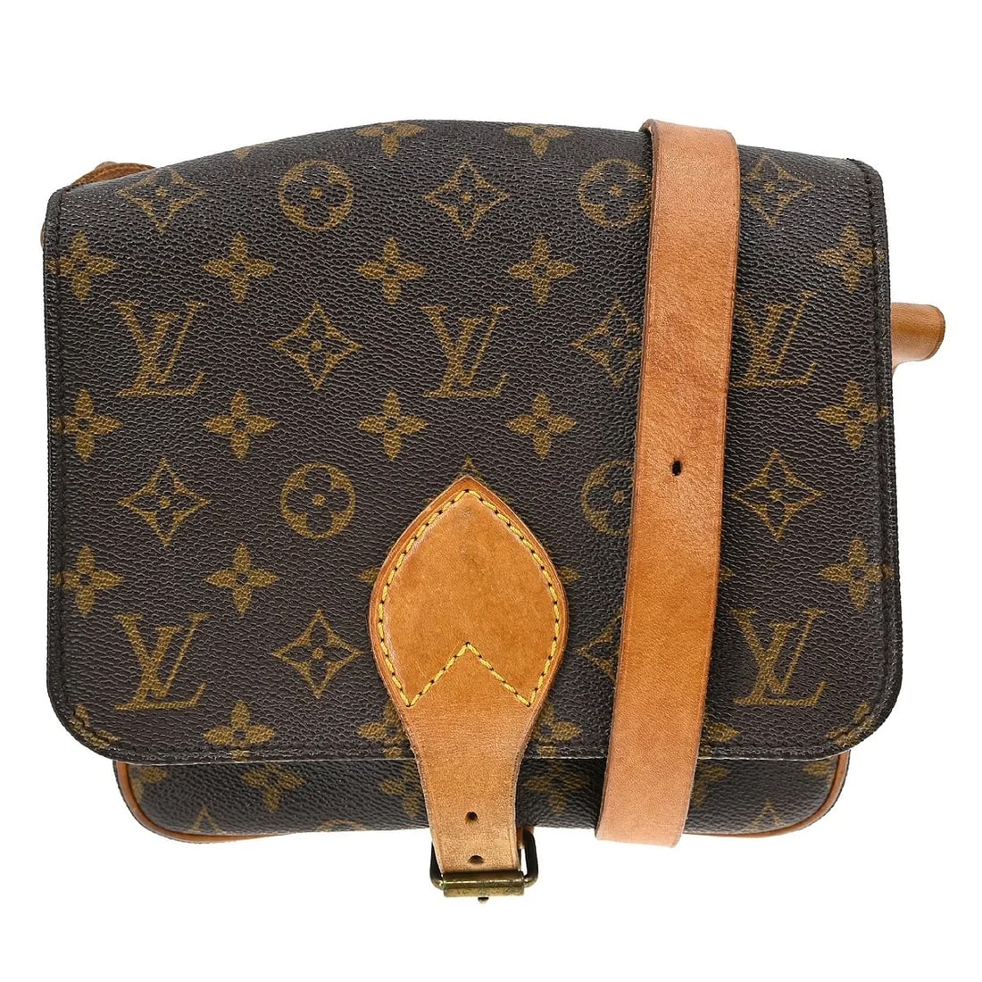 Louis Vuitton Cartouchiere Shoulder Bag Brown Monogram Canvas: Louis Vuitton Cartouchiere Shoulder Bag Brown Monogram Canvas Louis Vuitton Cartouchiere in brown monogram canvas. This unisex bag is made in France and remains in good condition with visible wear fro