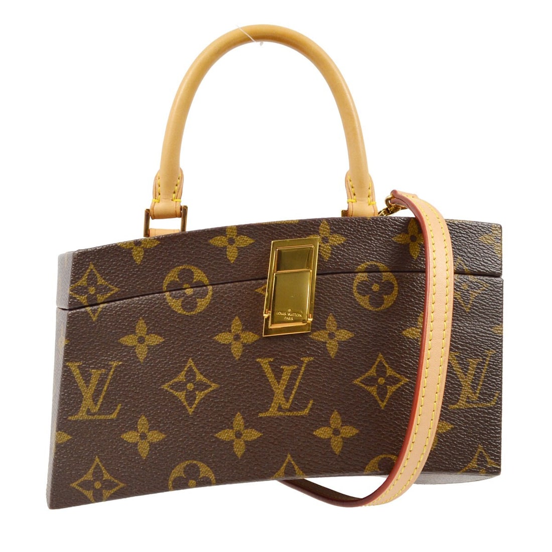 Louis Vuitton Twisted Box Monogram Canvas 2way Handbag M40275: Louis Vuitton Twisted Box Monogram Canvas 2way Handbag M40275 Louis Vuitton Twisted Box 2way handbag in Monogram canvas with leather lining and a structured box silhouette. This women's handbag featur