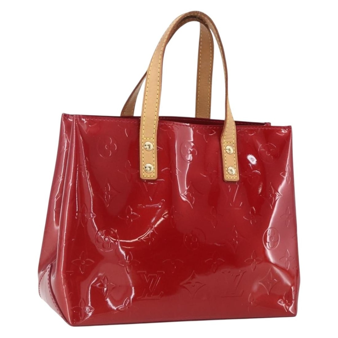 Louis Vuitton Reade PM Monogram Vernis Patent Leather Handbag Pomme D'amour M91990: Louis Vuitton Reade PM Monogram Vernis Patent Leather Handbag Pomme D'amour M91990 This Louis Vuitton Monogram Vernis Reade PM handbag features glossy patent leather in the striking Pomme D'amour colo