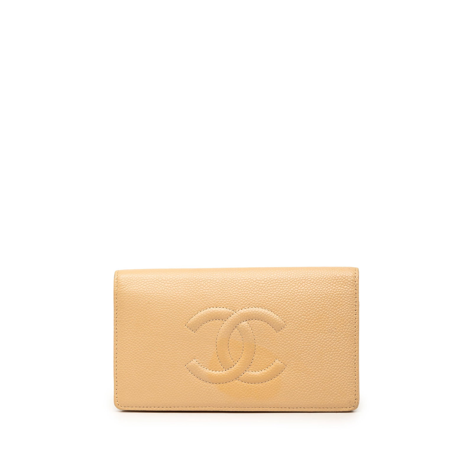 Chanel CC Caviar Leather Long Bifold Wallet Beige (1 of 8)
