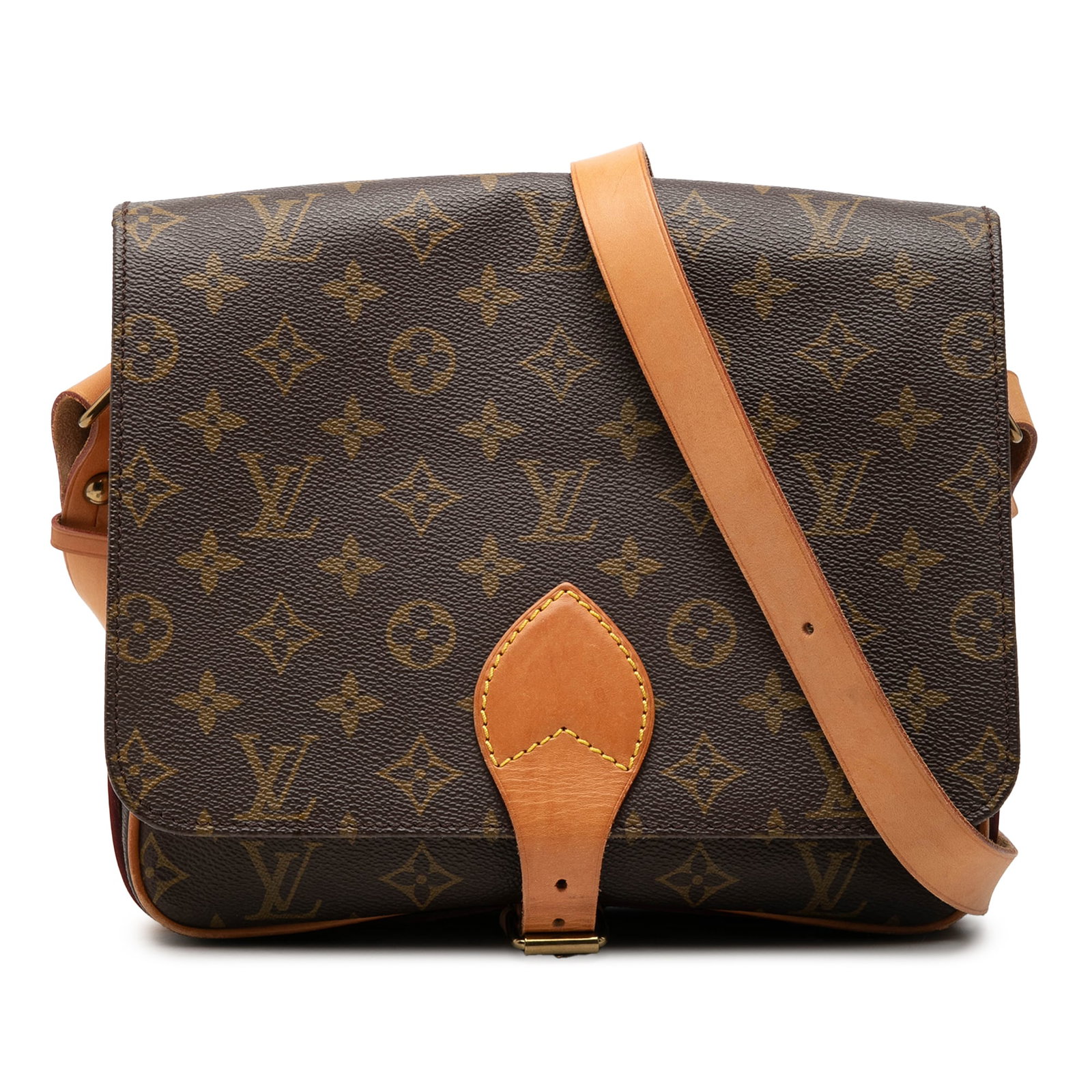 Louis Vuitton Cartouchiere GM Monogram Shoulder Bag: Louis Vuitton Cartouchiere GM Monogram Shoulder Bag Louis Vuitton Monogram Cartouchiere GM shoulder bag in brown monogram canvas with vachetta leather trim. It features an adjustable flat vachetta lea