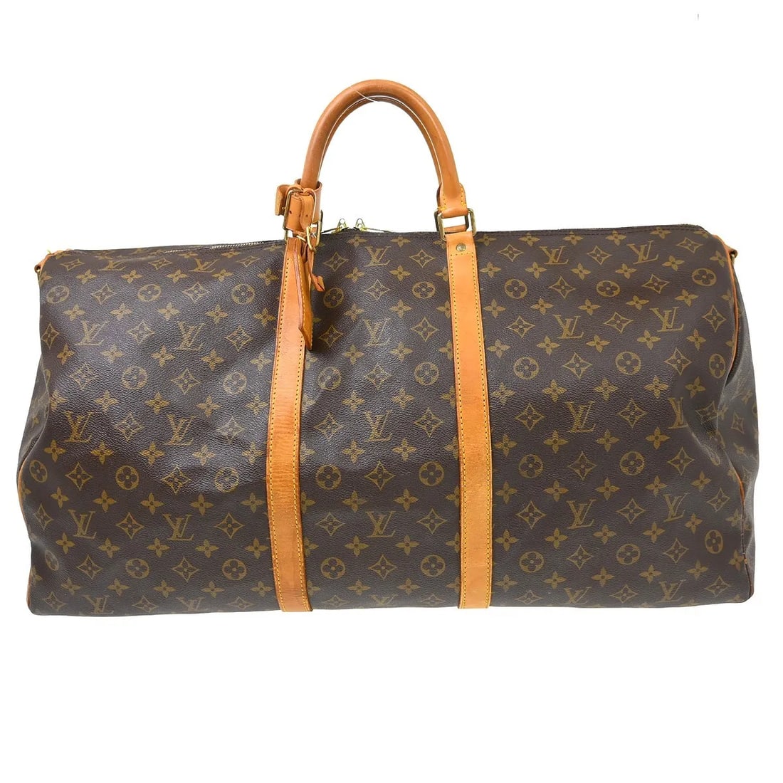 Louis Vuitton Keepall Bandouliere travel bag monogram canvas: Louis Vuitton Keepall Bandouliere travel bag monogram canvas Louis Vuitton Keepall Bandouliere in brown monogram canvas. This unisex travel bag is made in France and is presented in fair condition wit