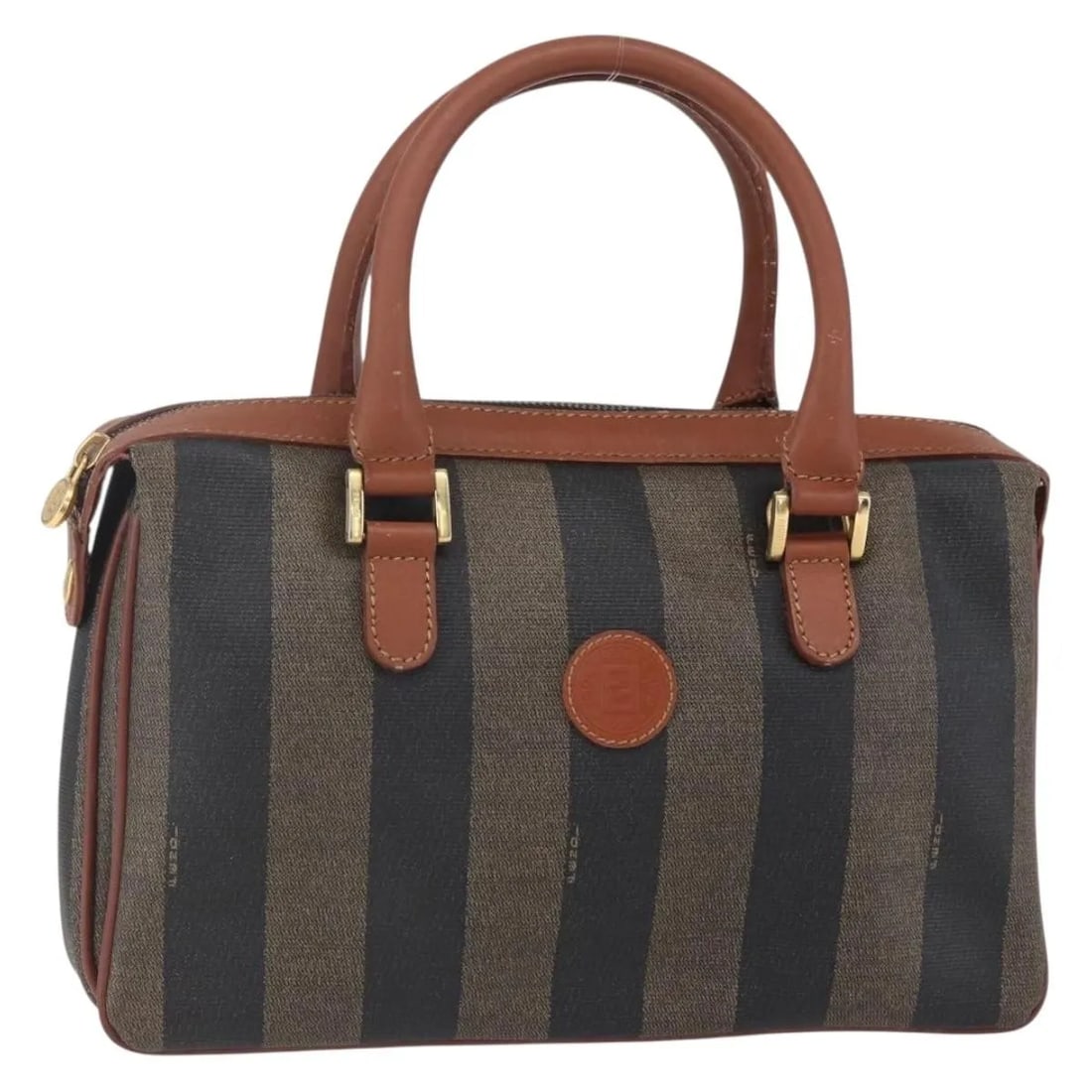 Vintage Fendi Pequin Convertible Boston Canvas Handbag Brown: Vintage Fendi Pequin Convertible Boston Canvas Handbag Brown This vintage Fendi Pequin Convertible Boston Bag is crafted from coated canvas in a brown color. Designed for women, it features a converti
