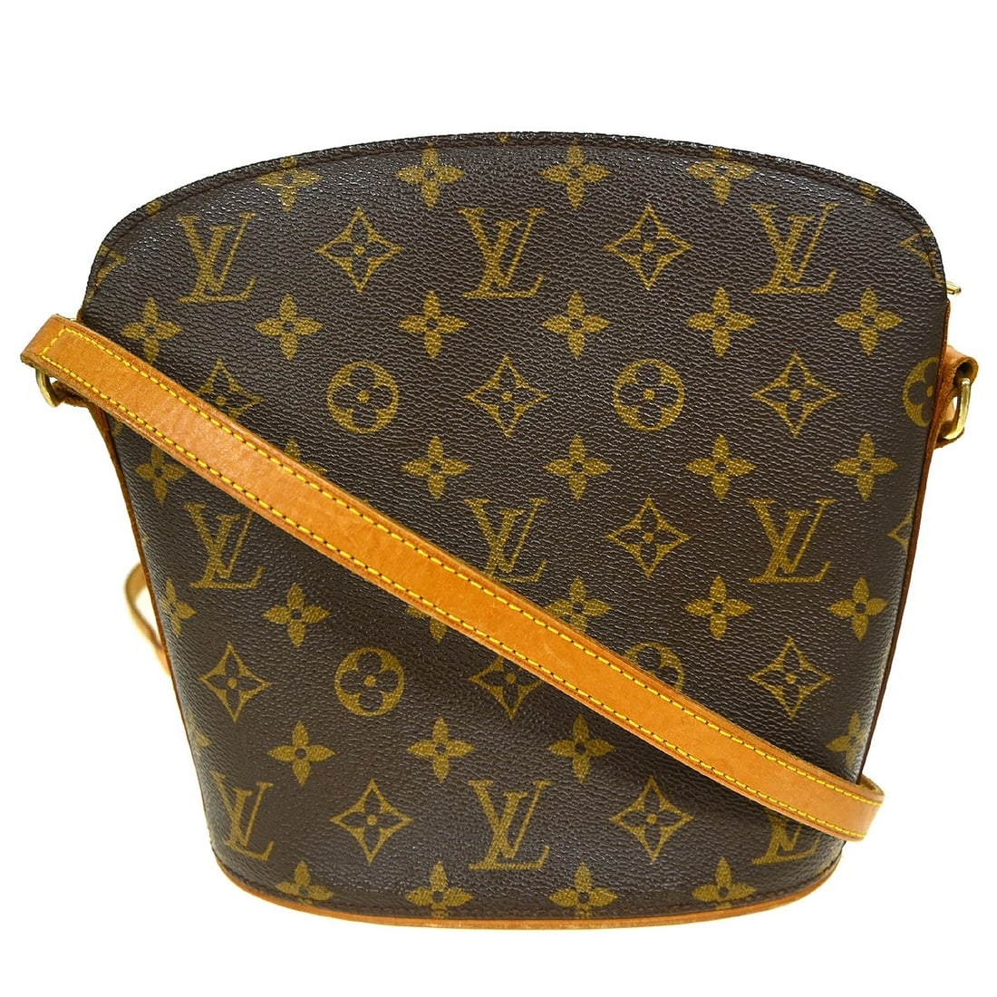 Louis Vuitton Drouot Monogram Crossbody Bag M51290 VI0050: Louis Vuitton Drouot Monogram Crossbody Bag M51290 VI0050 Vintage Louis Vuitton Drouot crossbody shoulder bag in Monogram canvas with leather trim. This women's medium bag features a zip closure, adju