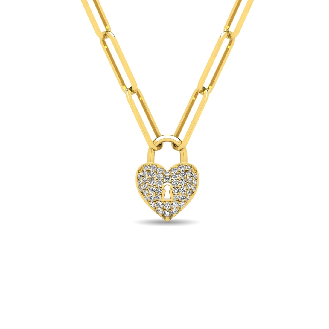Diamond 1/8 Ct.Tw. Lock Pendant in 10K Yellow Gold: Diamond 1/8 Ct.Tw. Lock Pendant in 10K Yellow Gold 10k Yellow Gold Stone Color: H-i Stone Clarity: I1 Unless otherwise specified, pendants that include a chain are paired with our standard 18-inch len