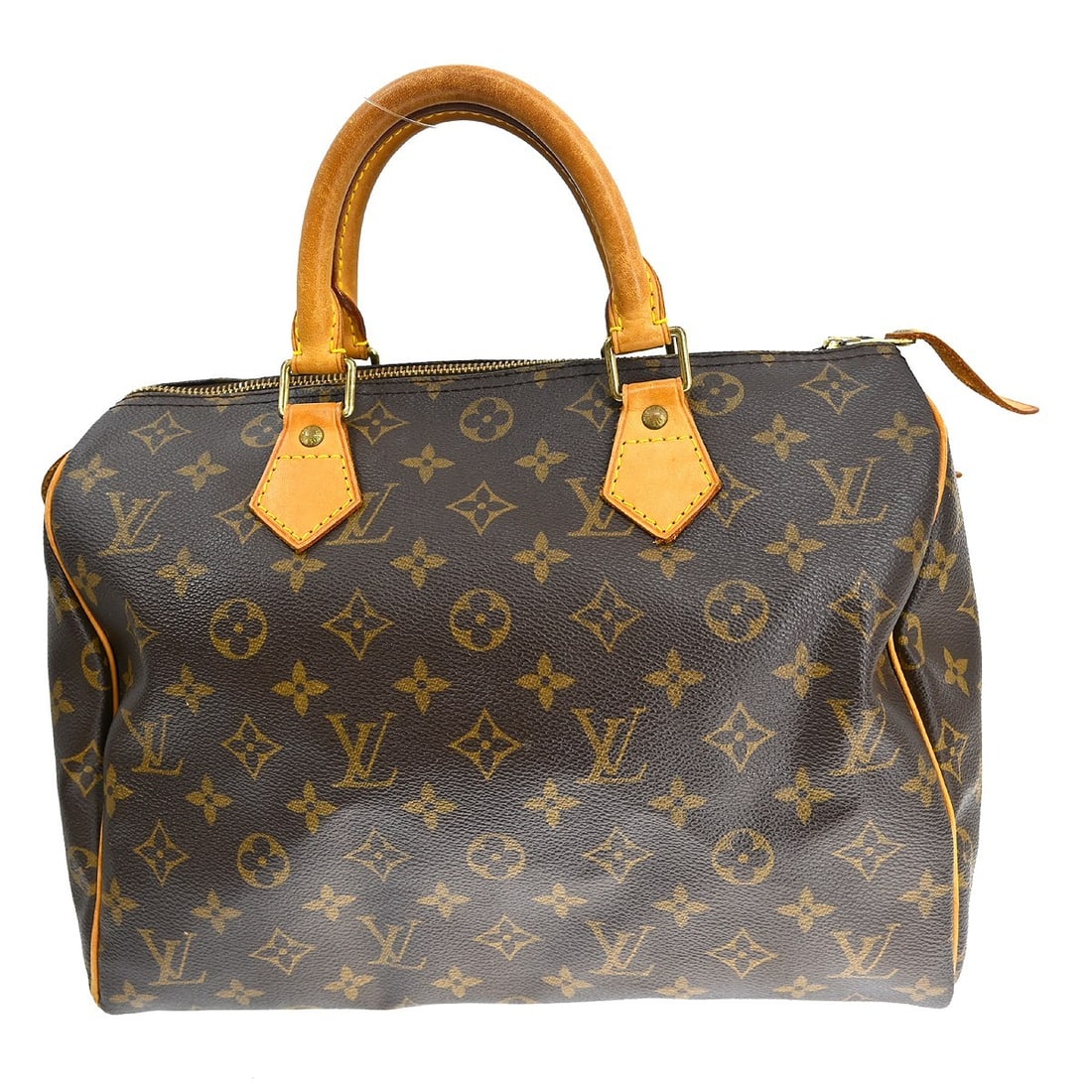 Louis Vuitton Speedy 30 Monogram Canvas Satchel M41526 France: Louis Vuitton Speedy 30 Monogram Canvas Satchel M41526 France Vintage Louis Vuitton Speedy 30 handbag in brown Monogram canvas with leather double handles and a zip closure. This women's satchel/top h