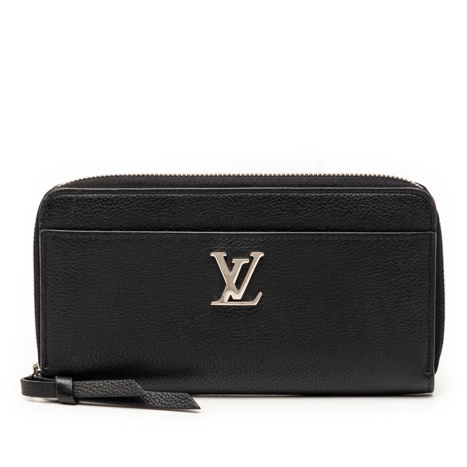 Black Leather Zippy Wallet by Louis Vuitton Lockme Collection: Black Leather Zippy Wallet by Louis Vuitton Lockme Collection This Louis Vuitton Lockme Zippy Wallet is crafted from black calf leather and features a zip-around closure, exterior front slip pocket, a