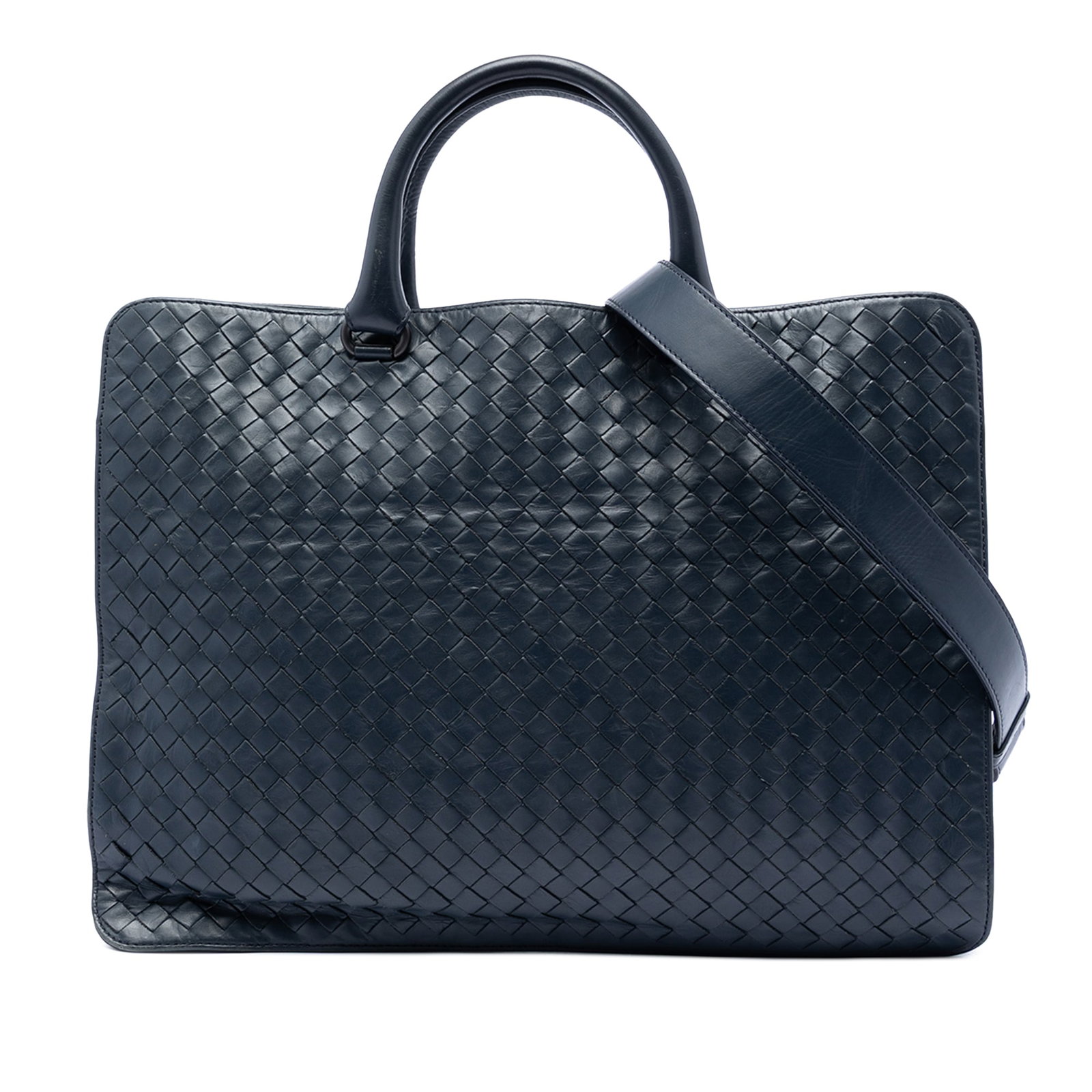 Bottega Veneta Intrecciato Blue Nappa Leather Business Bag (1 of 5)