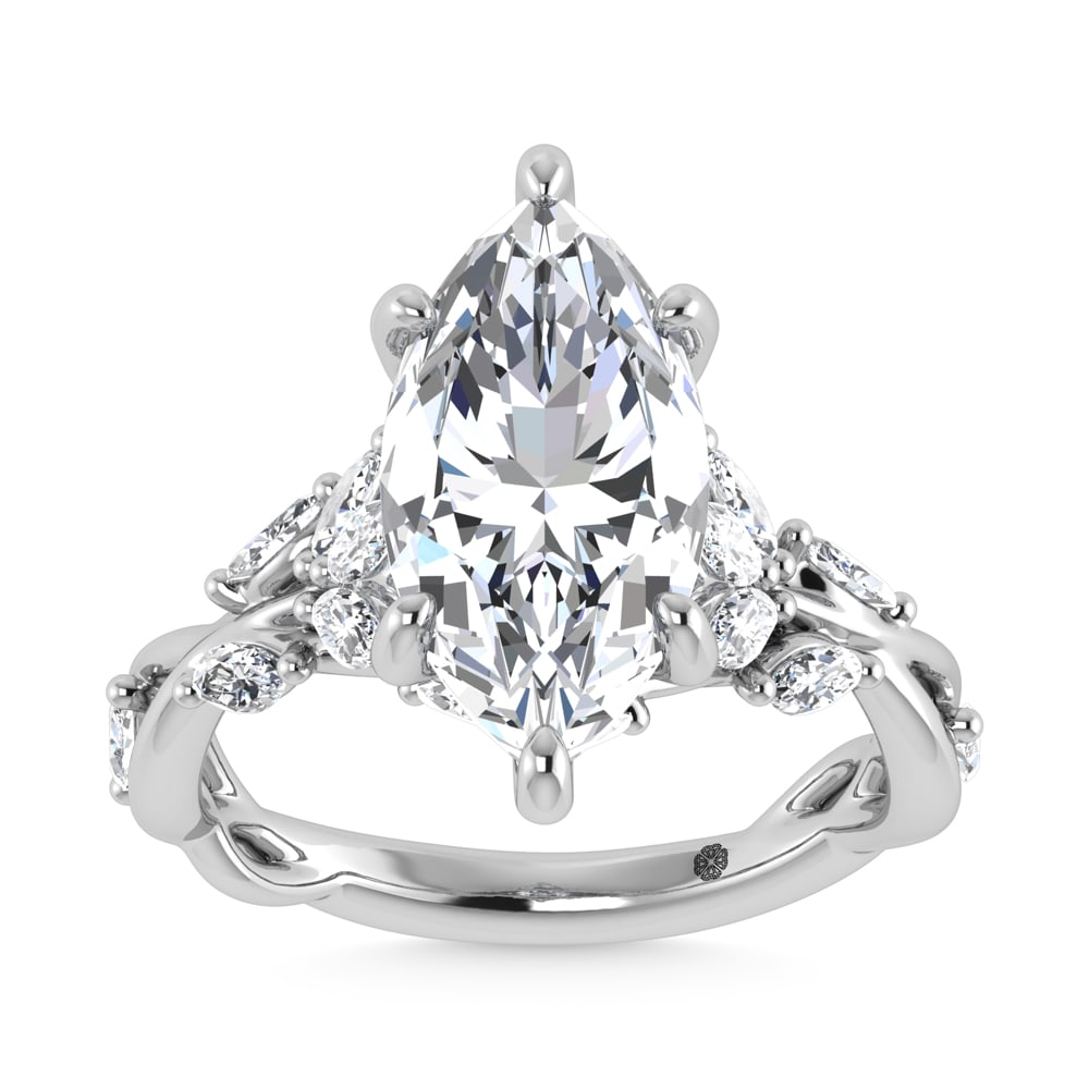 14K White Gold Lab Grown Diamond 3 1/2 Ct.Tw. Marquise Engagement Ring (IGI Certified Center 3ct): 14K White Gold Lab Grown Diamond 3 1/2 Ct.Tw. Marquise Engagement Ring (IGI Certified Center 3ct) 14k White Gold Stone Color: D-f Stone Clarity: Vs Each ring is presented in standard size 6.5. Complim
