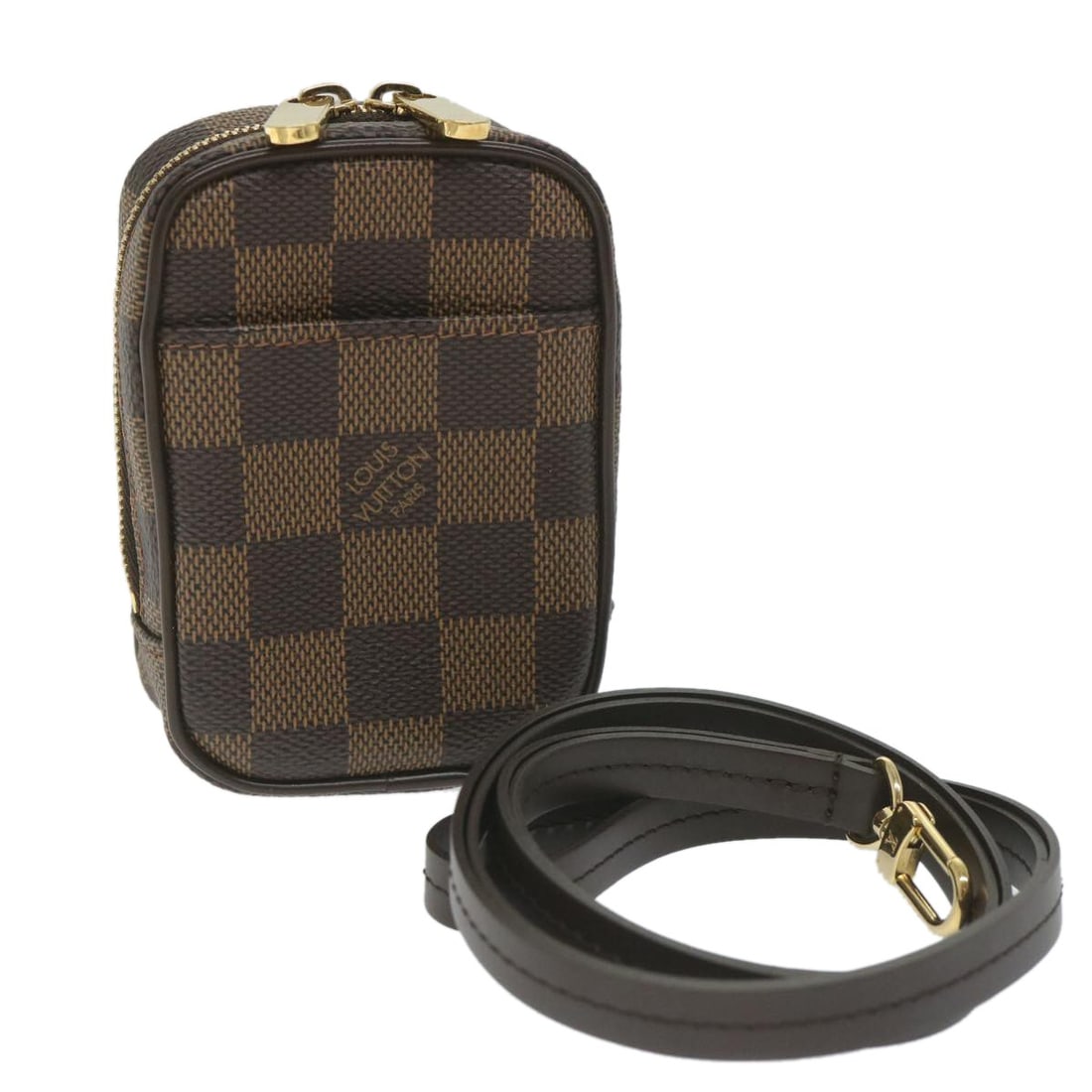 Damier Ebene Canvas Okapi PM Pouch with Strap by Louis Vuitton N61738: Damier Ebene Canvas Okapi PM Pouch with Strap by Louis Vuitton N61738 This Louis Vuitton Damier Ebene Etui Okapi PM Pouch features the signature Damier Ebene canvas and is designed for women. The pouc