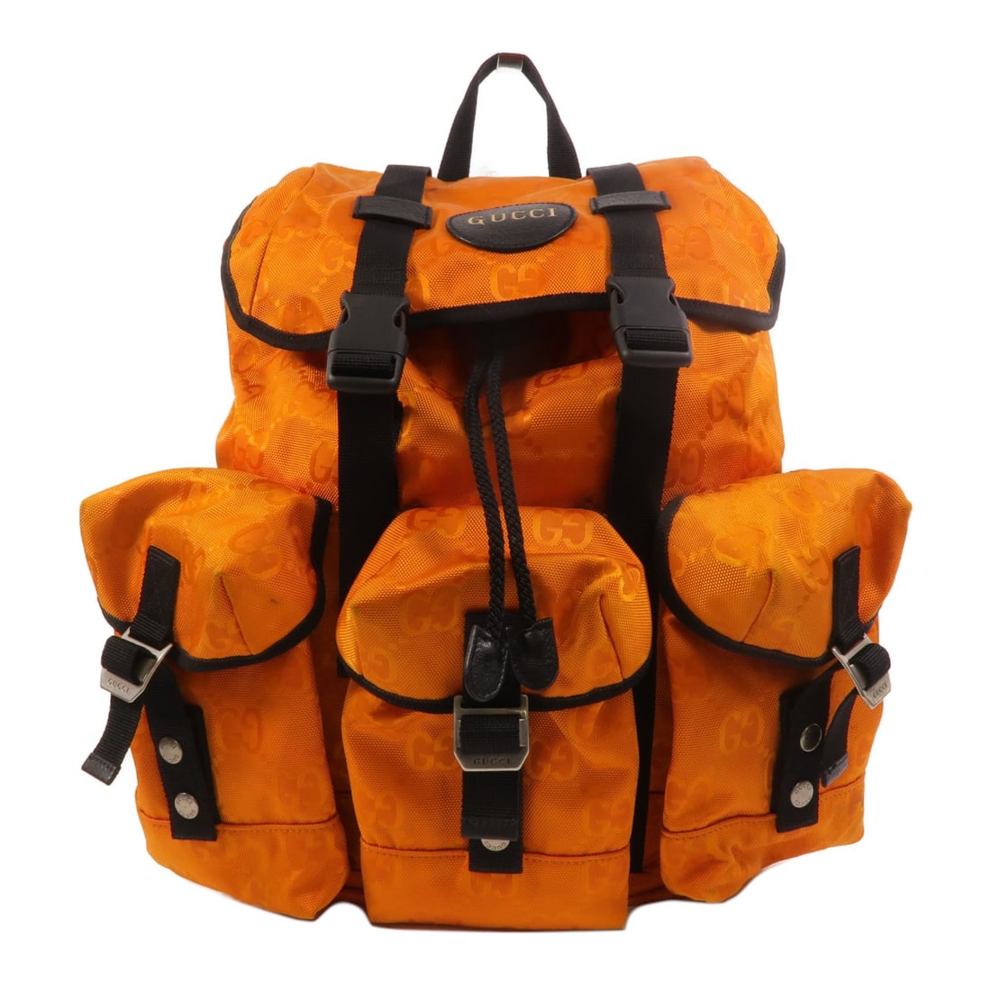 Gucci 626160 Orange Nylon Rucksack Backpack: Gucci 626160 Orange Nylon Rucksack Backpack Gucci GG Off The Grid rucksack backpack in orange nylon. Made in Italy, this unisex bag features a structured backpack design and is listed in AB very good 