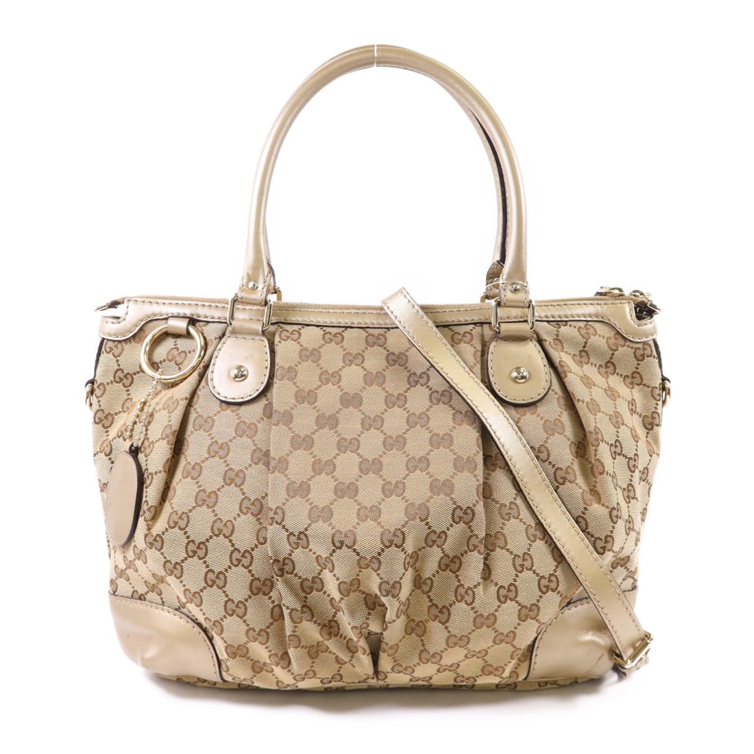 GUCCI GG Canvas 2 Way Shoulder Bag Brown GHW 285730 Made in Italy: GUCCI GG Canvas 2 Way Shoulder Bag Brown GHW 285730 Made in Italy This stylish GUCCI GG 2 Way Shoulder Bag combines functionality and elegance. Crafted from durable GG canvas in a rich brown color, th