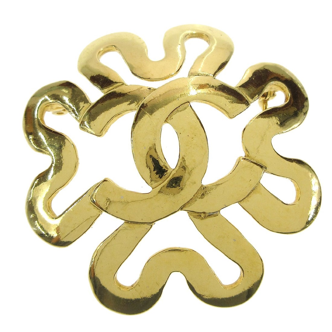 Chanel 95P Gold Plated Flower Brooch (1 of 4)
