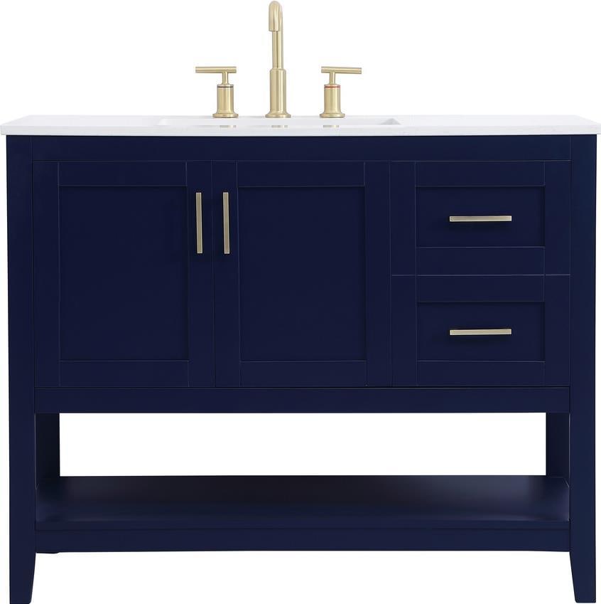 Elegant Lighting 42 Inch Blue Gold Single Vanity English Traditional Style: Elegant Lighting 42 Inch Blue Gold Single Vanity English Traditional Style Enhance your space with this sophisticated blue single vanity, designed in an elegant traditional style. Crafted from a combi
