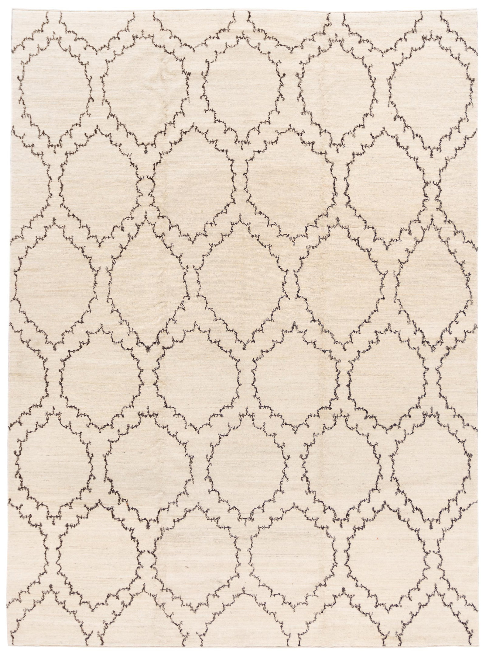 Hand-Knotted Contemporary Tibetan Wool Rug 9'2 x 12'6 Black Ivory Design (1 of 10)