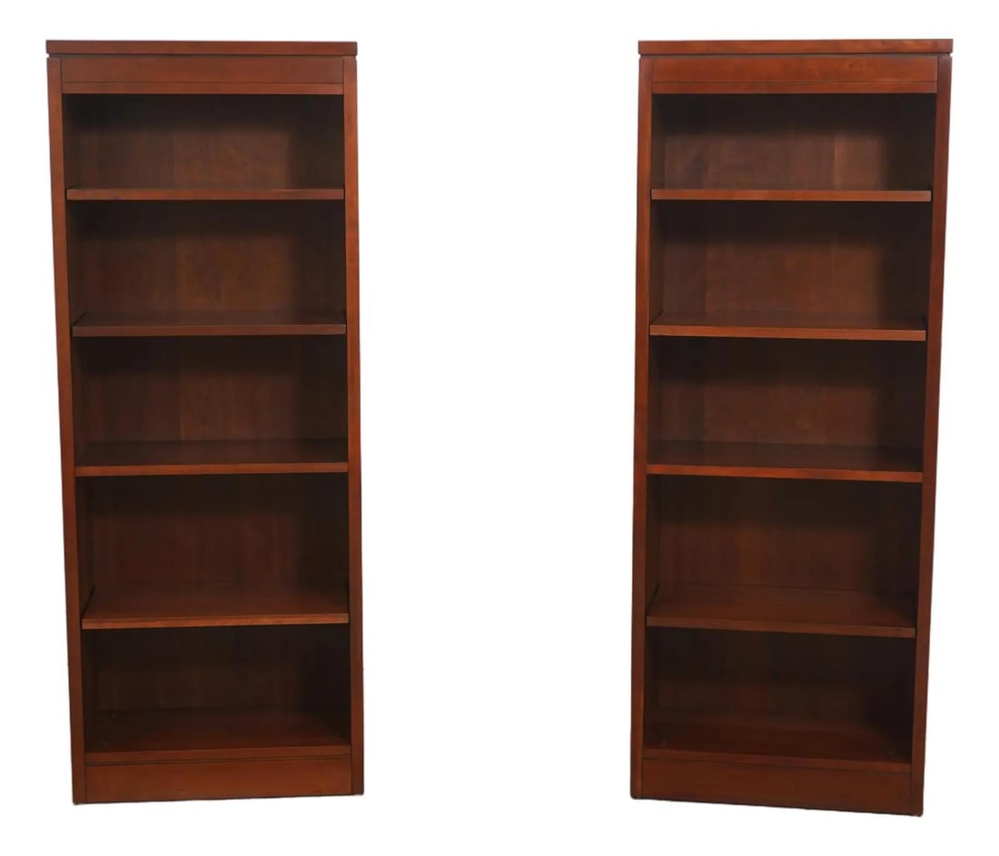 Stickley solid cherry open bookcase pair 24w x 12d x 62.5h (1 of 10)