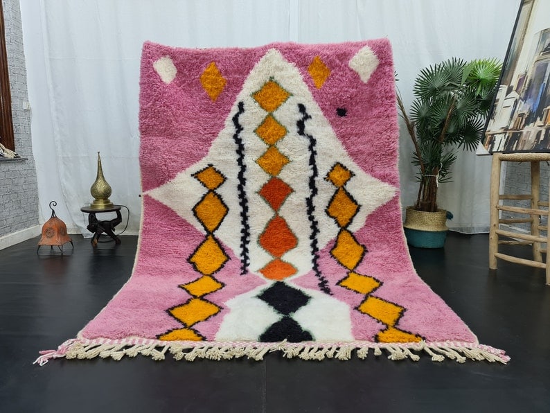 Handmade Moroccan Berber Wool Rug 9.84 x 6.56 Feet: Handmade Moroccan Berber Wool Rug 9.84 x 6.56 Feet Enhance your space with this Lovely Soft Handmade Moroccan Berber Wool Rug. Handwoven by skilled Berber women weavers in the Middle Atlas Mountains o