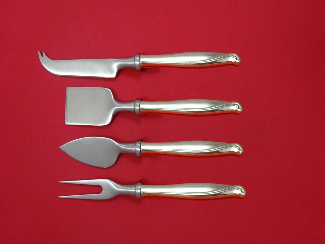 Alvin Spring Bud Sterling Silver 4-Piece Cheese Serving Set (1 of 1)