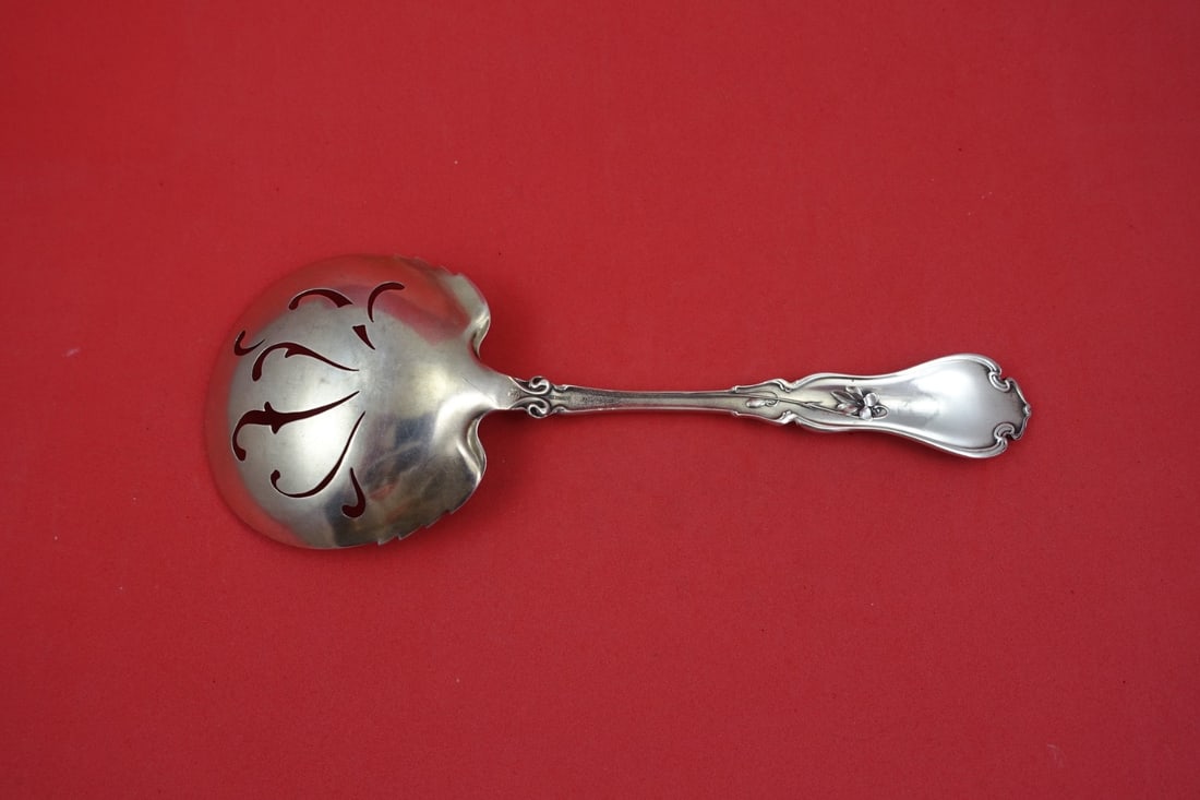 Sterling Silver Serving Spoon Violet Pattern 8 3/4 Inch - 2