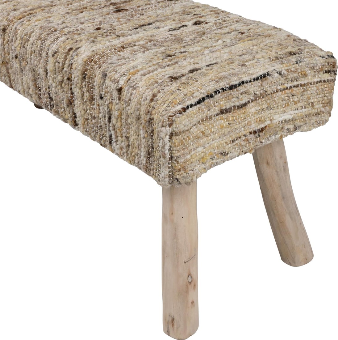 Fidel Collection Eucalyptus Wood Bench with Handwoven Wool: Fidel Collection Eucalyptus Wood Bench with Handwoven Wool This exquisite handwoven wool and eucalyptus wood bench combines natural materials and craftsmanship, offering both comfort and style.