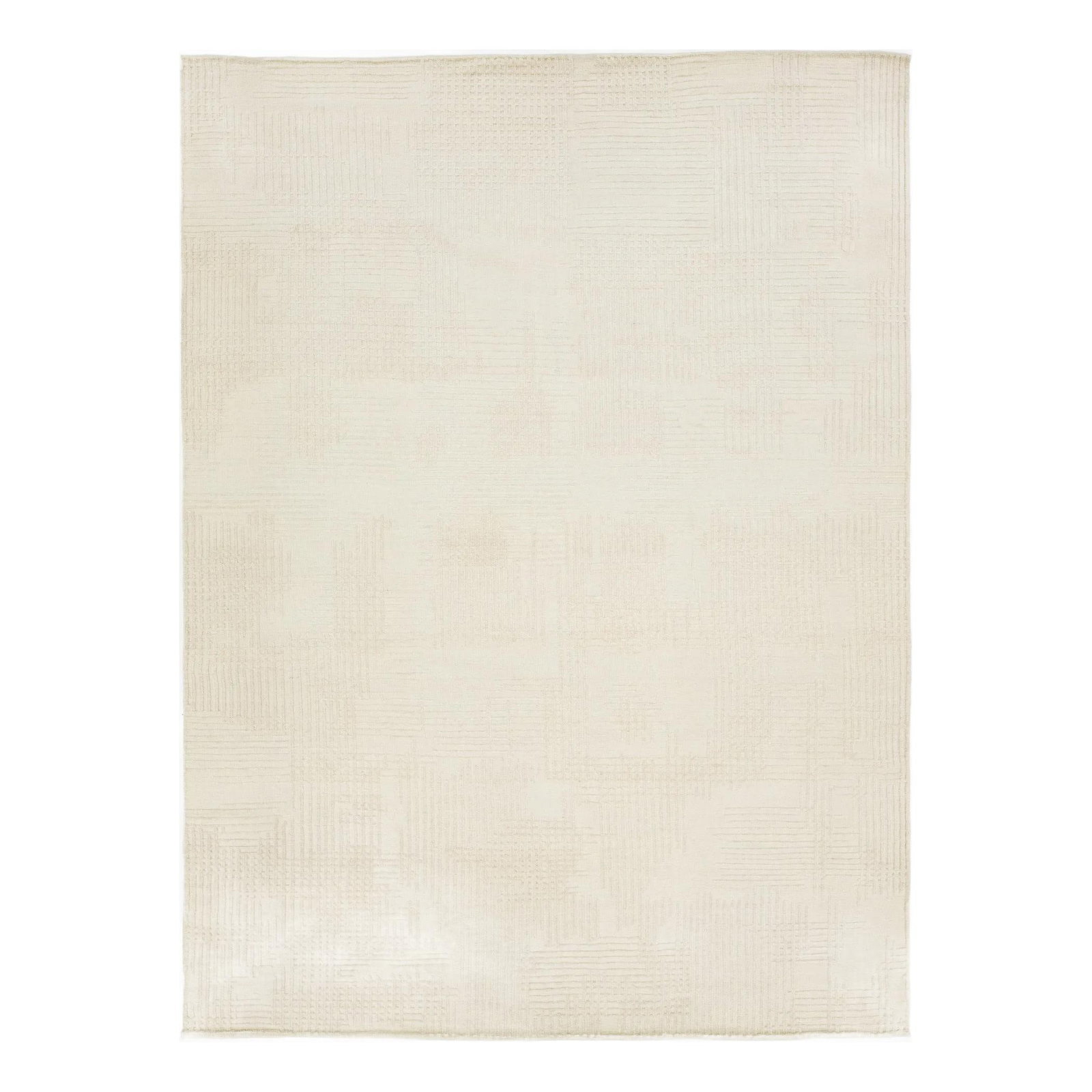 Ivory Moroccan Wool Rug 9'1 x 12'3 with Abstract Design: Ivory Moroccan Wool Rug 9'1 x 12'3 with Abstract Design Enhance your living space with this exquisite modern Moroccan-style wool rug. Hand-knotted with a luxurious ivory field, it features a bold, neu