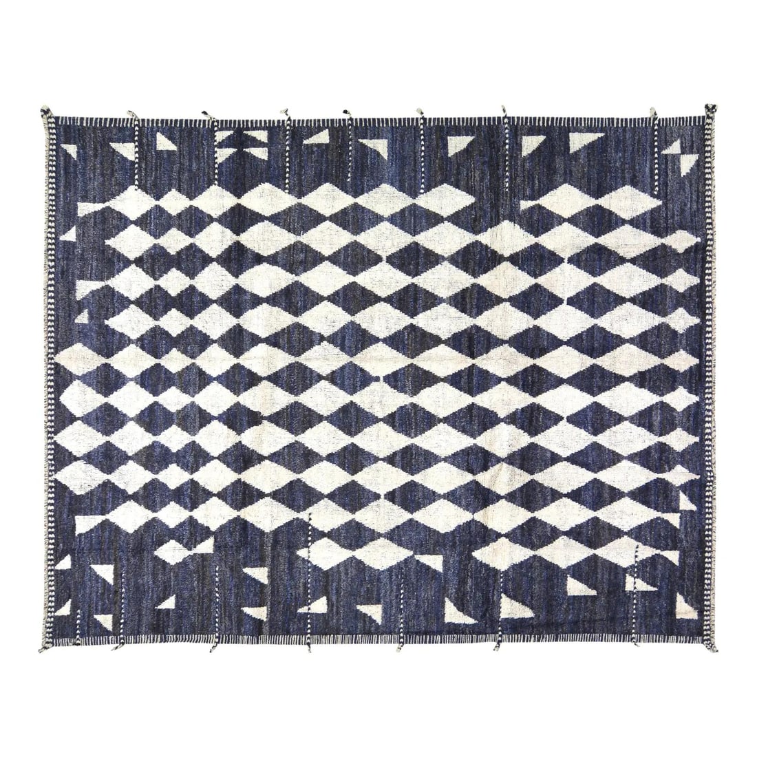 Ebony Wool Area Rug Hand Knotted Moroccan 12'5" x 15': Ebony Wool Area Rug Hand Knotted Moroccan 12'5" x 15' This Moroccan hand-knotted wool rug is crafted using traditional techniques, combining enduring craftsmanship with a contemporary design approach.