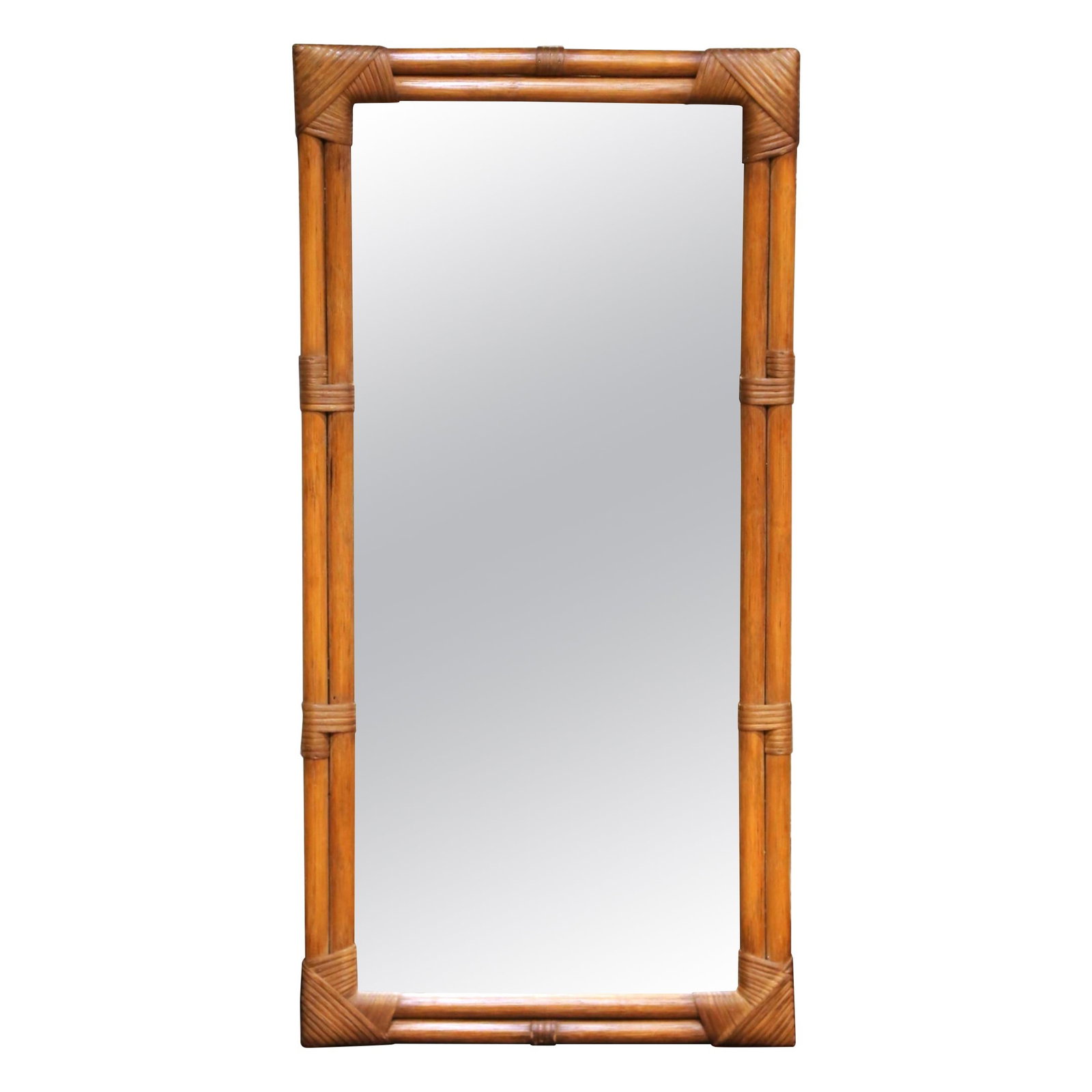 French Faux Bamboo Walnut Wall Mirror circa 1920 Original Glass (1 of 9)