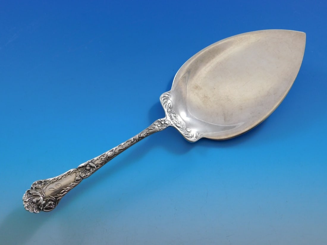 Gorham Poppy Sterling Silver Pie Server 9 1/4" Monogrammed Flat Handle: Gorham Poppy Sterling Silver Pie Server 9 1/4" Monogrammed Flat Handle Introducing the exquisite Poppy by Gorham Sterling Silver Pie Server. This elegant serving piece features a flat handle design an