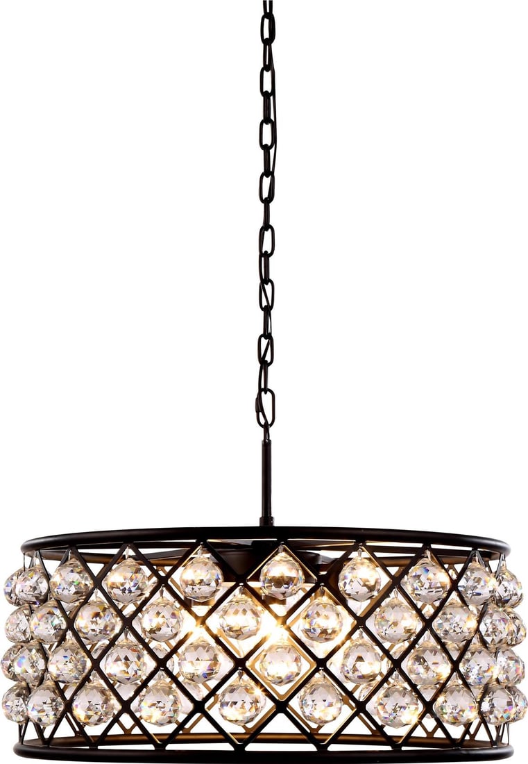 Elegant Madison Crystal Forged Iron Pendant Light 6 Bulb Polished Nickel: Elegant Madison Crystal Forged Iron Pendant Light 6 Bulb Polished Nickel Illuminate your space with the Elegant Madison Forged Iron Pendant Light, featuring exquisite crystals that add a touch of soph