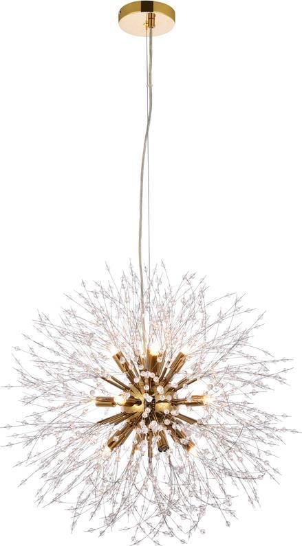 Elegant Lighting Solace Gold Crystal Pendant Lamp Adjustable UL-Listed: Elegant Lighting Solace Gold Crystal Pendant Lamp Adjustable UL-Listed Illuminate your space with this elegant gold and crystal pendant lamp from the Solace collection. With a stunning crystal clear g