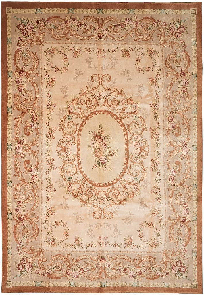 Handmade Savaneri Aubusson Wool Rug 106 x 144 in Elegant Floral Design: Handmade Savaneri Aubusson Wool Rug 106 x 144 in Elegant Floral Design Free continental US Shipping This handmade Savaneri Aubusson area rug features a classic European-inspired design with intricate 