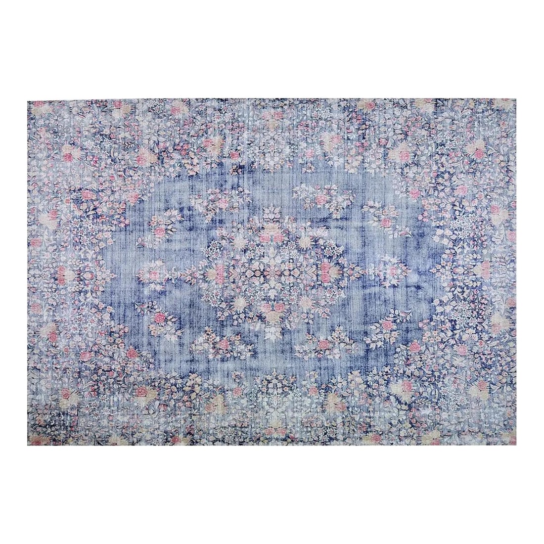 Blue Anatolian Wool Area Rug Hand Knotted 9'07" x 13'04": Blue Anatolian Wool Area Rug Hand Knotted 9'07" x 13'04" This vintage Turkish Anatolian rug is hand-knotted from wool using traditional techniques, combining timeless craftsmanship with a contemporary