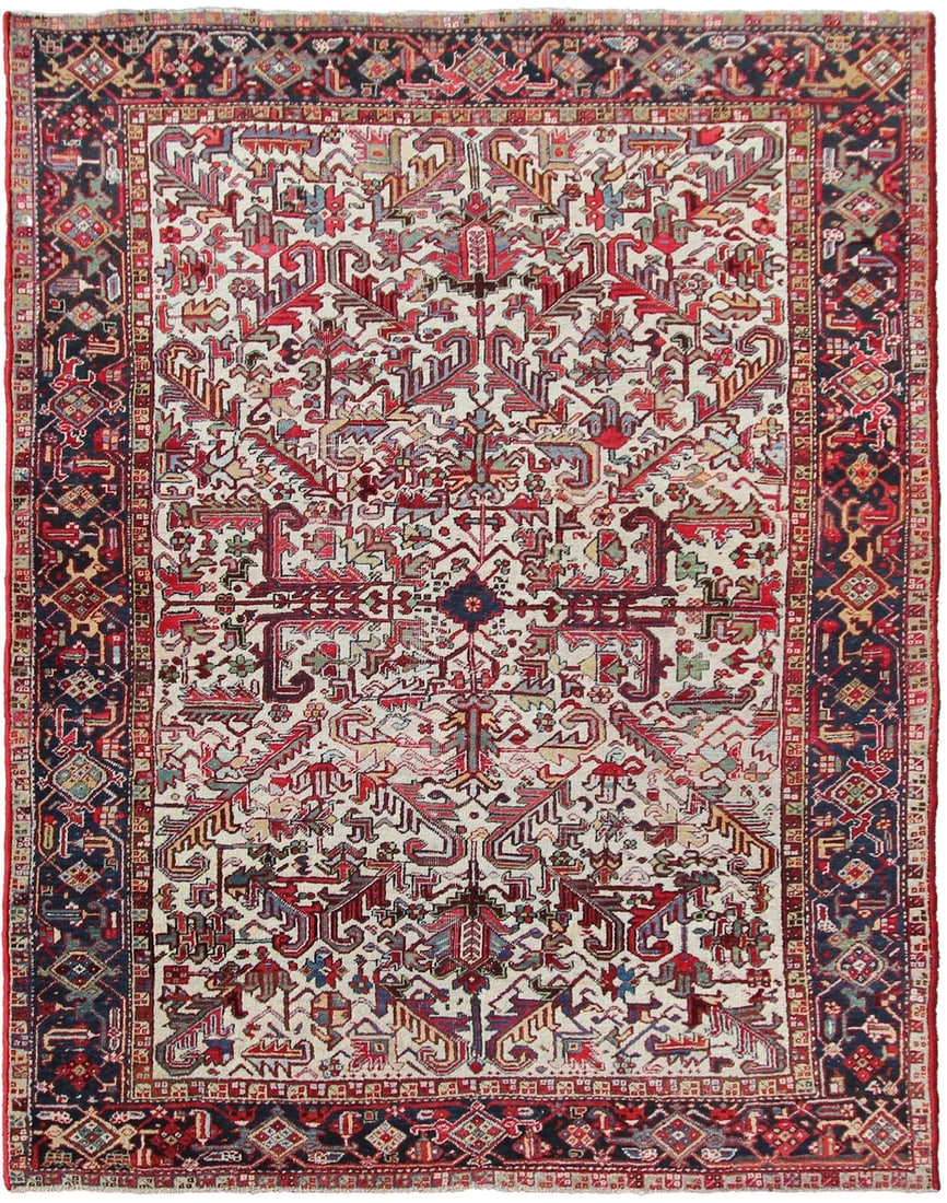 Antique Heriz Geometric Wool Rug 8x10 Hand Knotted 254cm x 305cm (1 of 11)