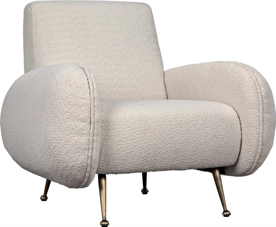 Noir Hera Chair Brass Off-White Boucle Transitional Style (1 of 8)