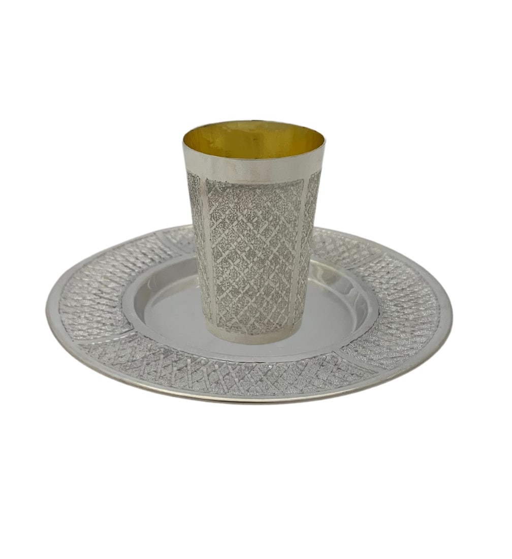 Handmade Modern 925 Sterling Silver Cup and Tray Set (1 of 4)