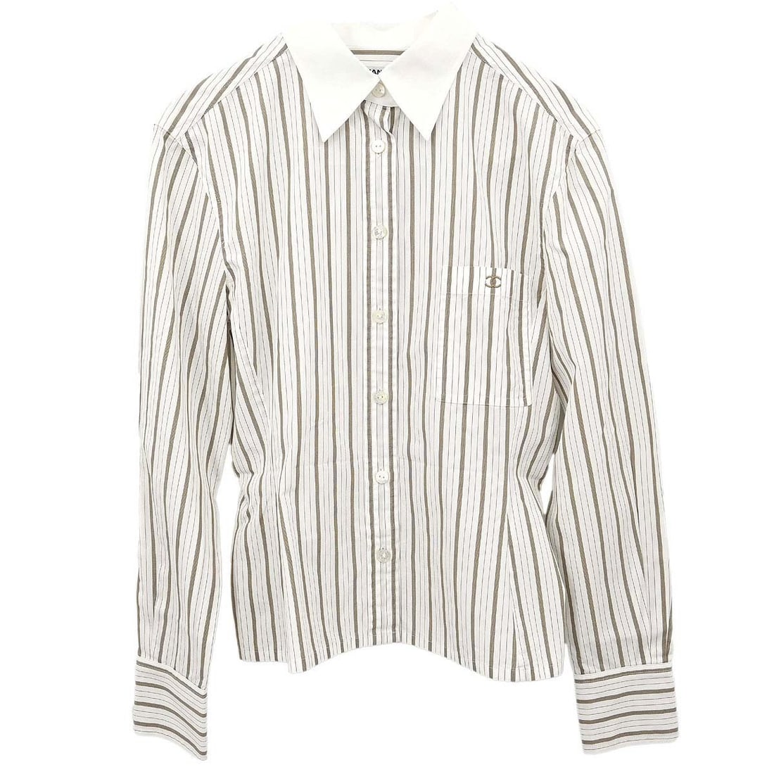 CHANEL Vintage White Cotton Collared Blouse Size 38 France (1 of 15)