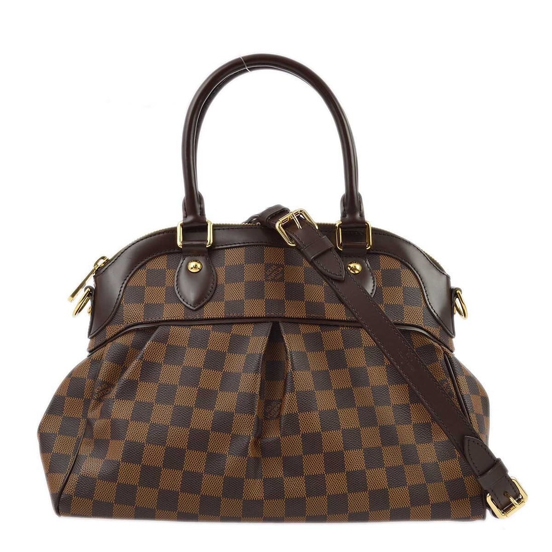Louis Vuitton Trevi PM Damier Canvas 2way Bag N51997: Louis Vuitton Trevi PM Damier Canvas 2way Bag N51997 Louis Vuitton Trevi PM 2-way handbag in Damier canvas with leather trim and double handles. This women's medium handbag features a zip closure, log