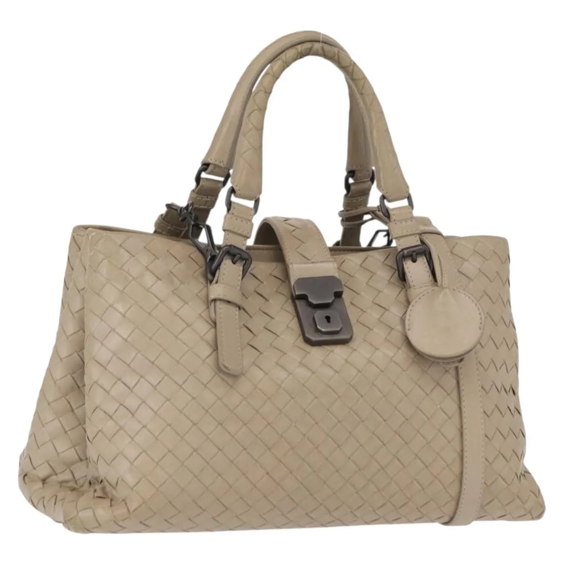 Bottega Veneta Roma Bag Gray Leather Intrecciato Nappa (1 of 18)