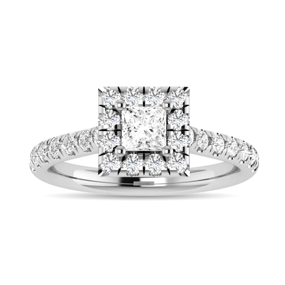 Diamond 1 Ct.Tw. Princess Shape Engagement Ring in 14K White Gold: Diamond 1 Ct.Tw. Princess Shape Engagement Ring in 14K White Gold 14k White Gold Stone Color: G-h Stone Clarity: I2 Each ring is presented in standard size 6.5. Complimentary resizing is available bet