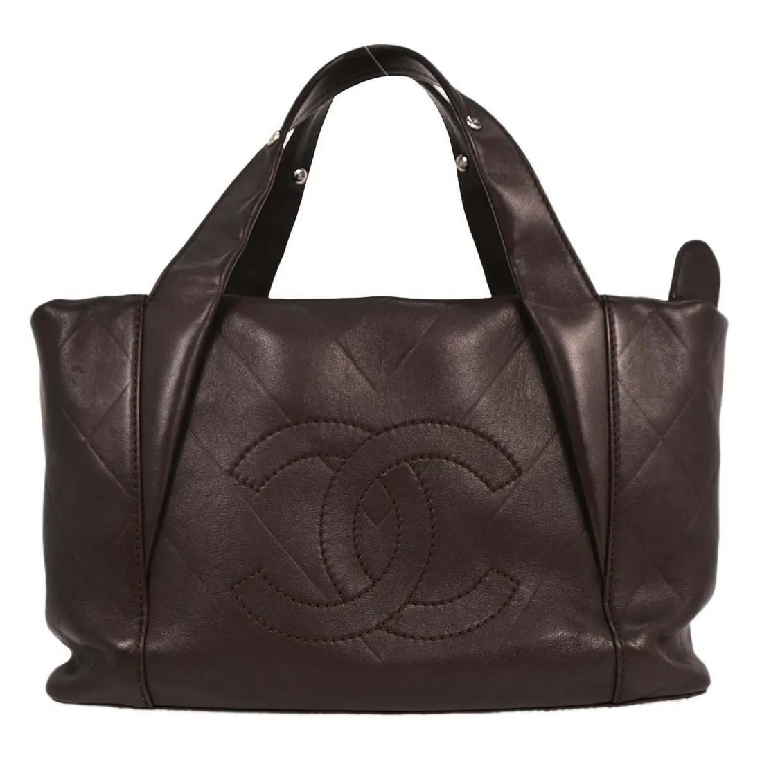 Chanel Chevron Pattern Leather Tote Brown All Day Long (1 of 10)