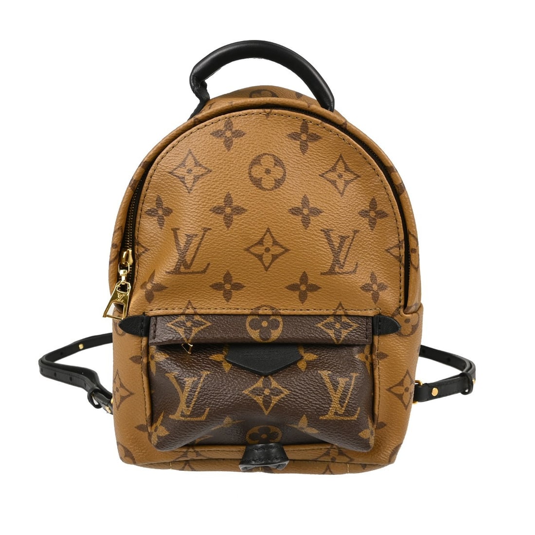 Louis Vuitton Palm Springs Mini Backpack Monogram Reverse M44872: Louis Vuitton Palm Springs Mini Backpack Monogram Reverse M44872 Louis Vuitton Palm Springs Mini backpack in Monogram Reverse coated canvas with leather trim and black lining. This vintage women's bac