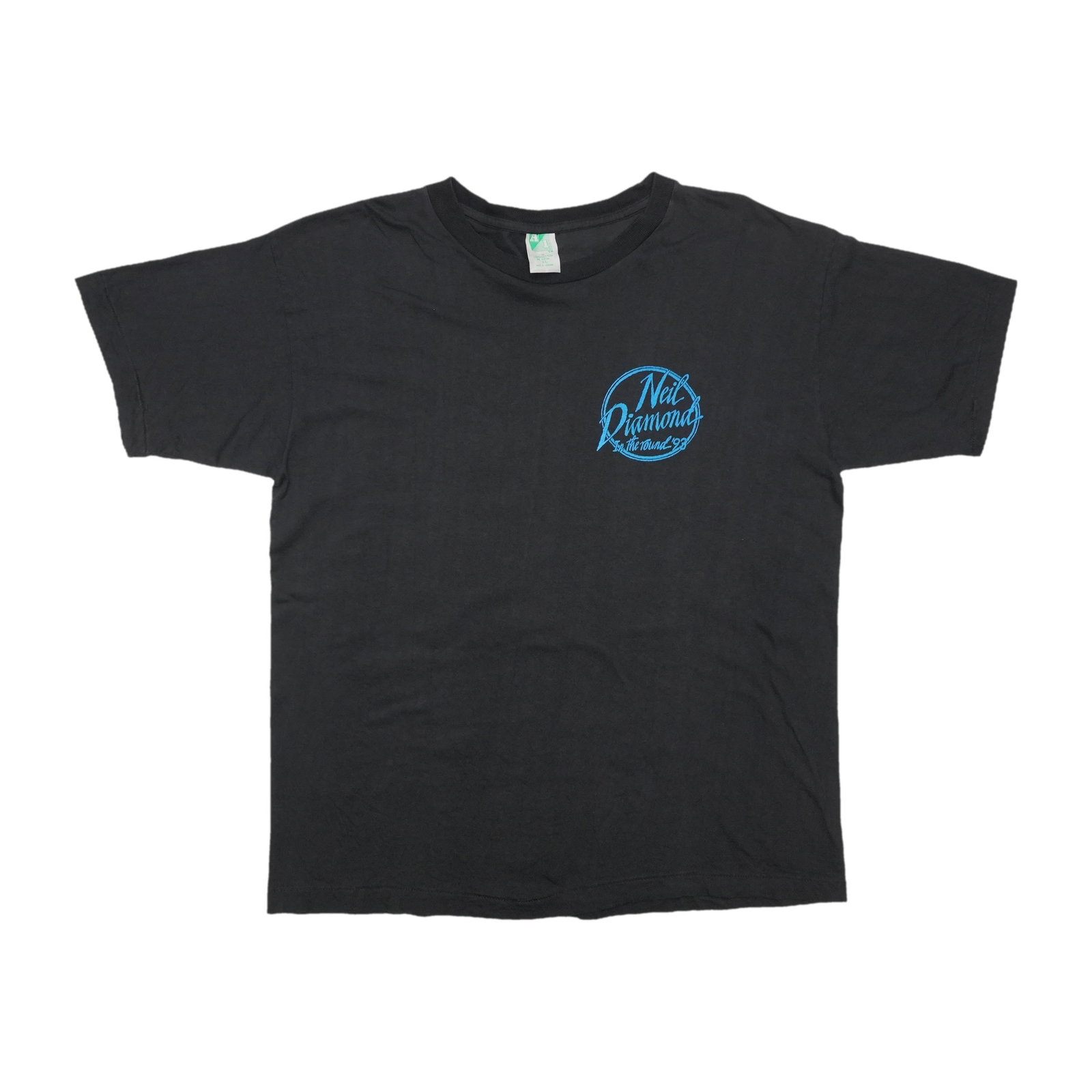 Vintage Neil Diamond 1993 In The Round concert tee XL black cotton: Vintage Neil Diamond 1993 In The Round concert tee XL black cotton This is an original vintage 1993 Neil Diamond In The Round Tour shirt. Featuring a classic design from the 1990s, this shirt is made 