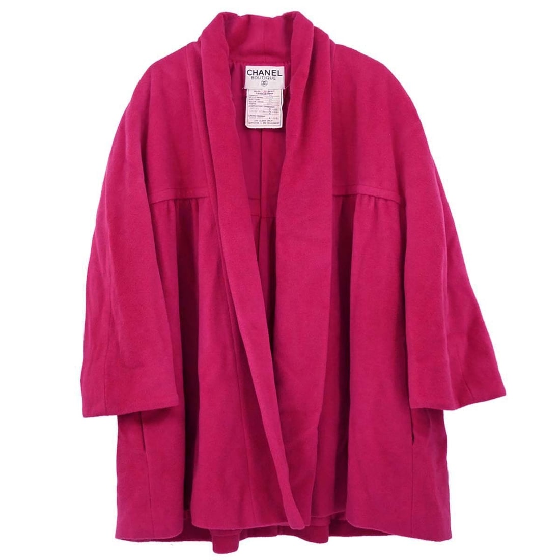 CHANEL Pink Angora Wool Mid Length Jacket Size 38 Vintage: CHANEL Pink Angora Wool Mid Length Jacket Size 38 Vintage Vintage Chanel pink mid-length jacket with a collared design, long sleeves, and logo accents. Made in France, this women's regular-fit piece i